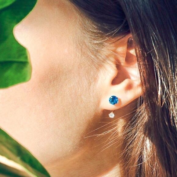 Feeling Blue 14k real gold earrings perfect gift - Picture 1 of 2